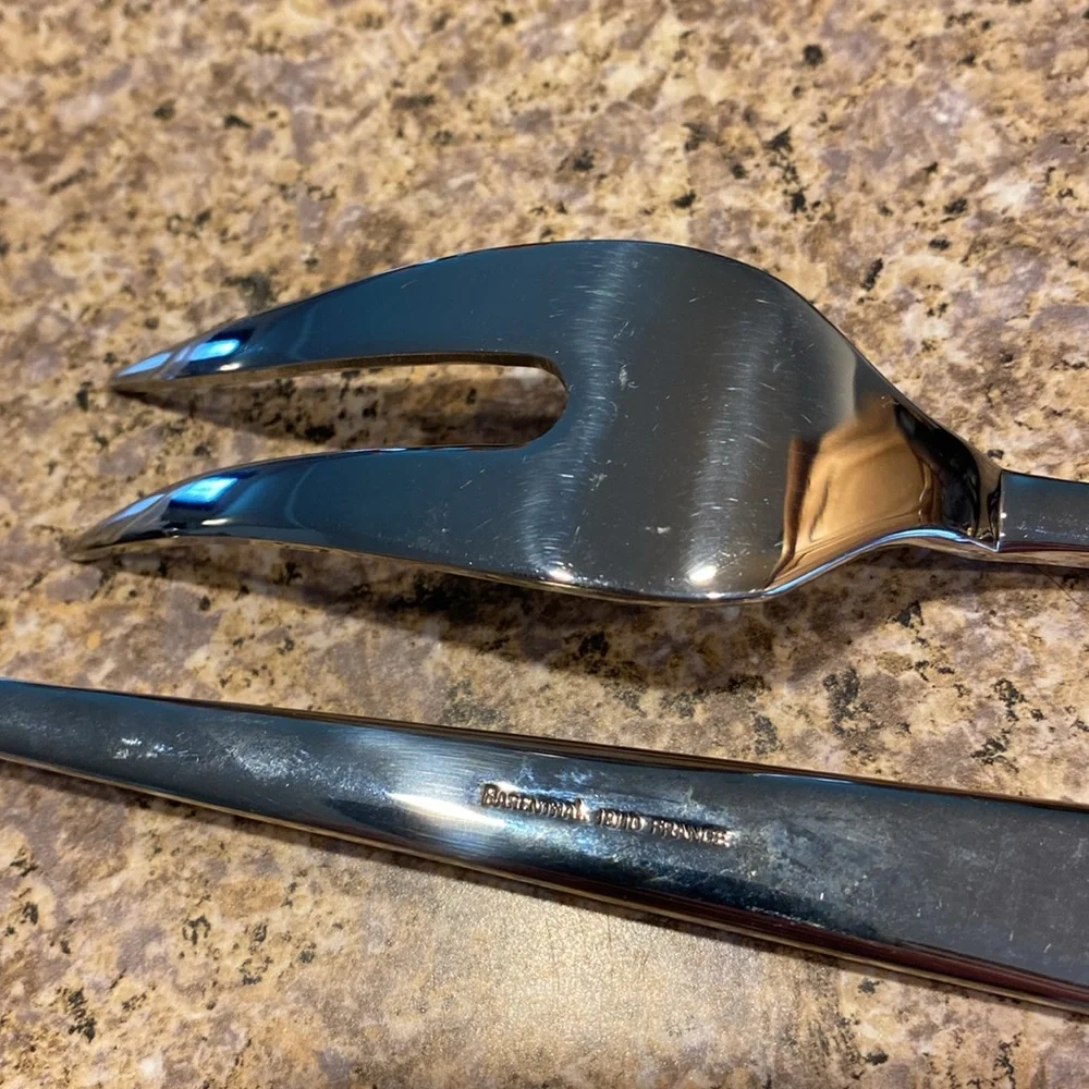 Barenthal Stainless 18/10 Serving Fork and Spoon France Silver